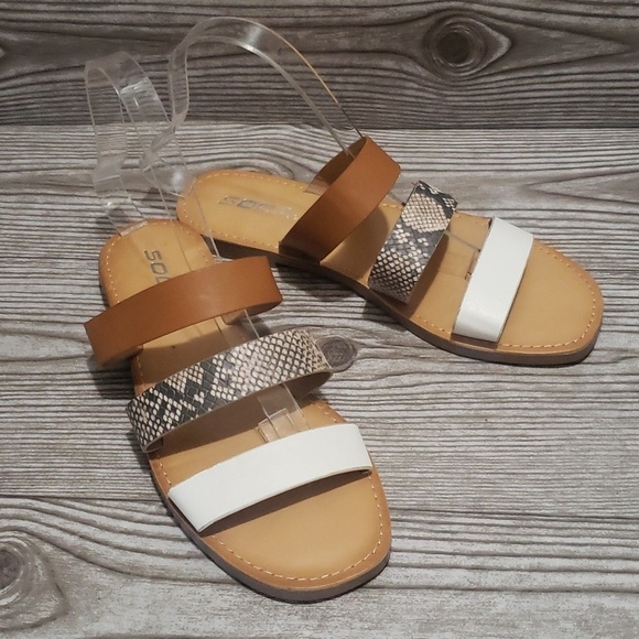 Soda Shoes - Soda new 3 straps slide flats woman  sandals size 7.5